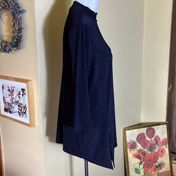 CHICOS TRAVELERS sz 2 L Side Split Top Tunic Stretch No Wrinkle Mockneck $80NEW - Picture 4 of 13